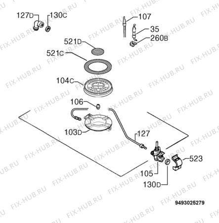 Взрыв-схема плиты (духовки) Electrolux EHGT310CX - Схема узла Functional parts 267